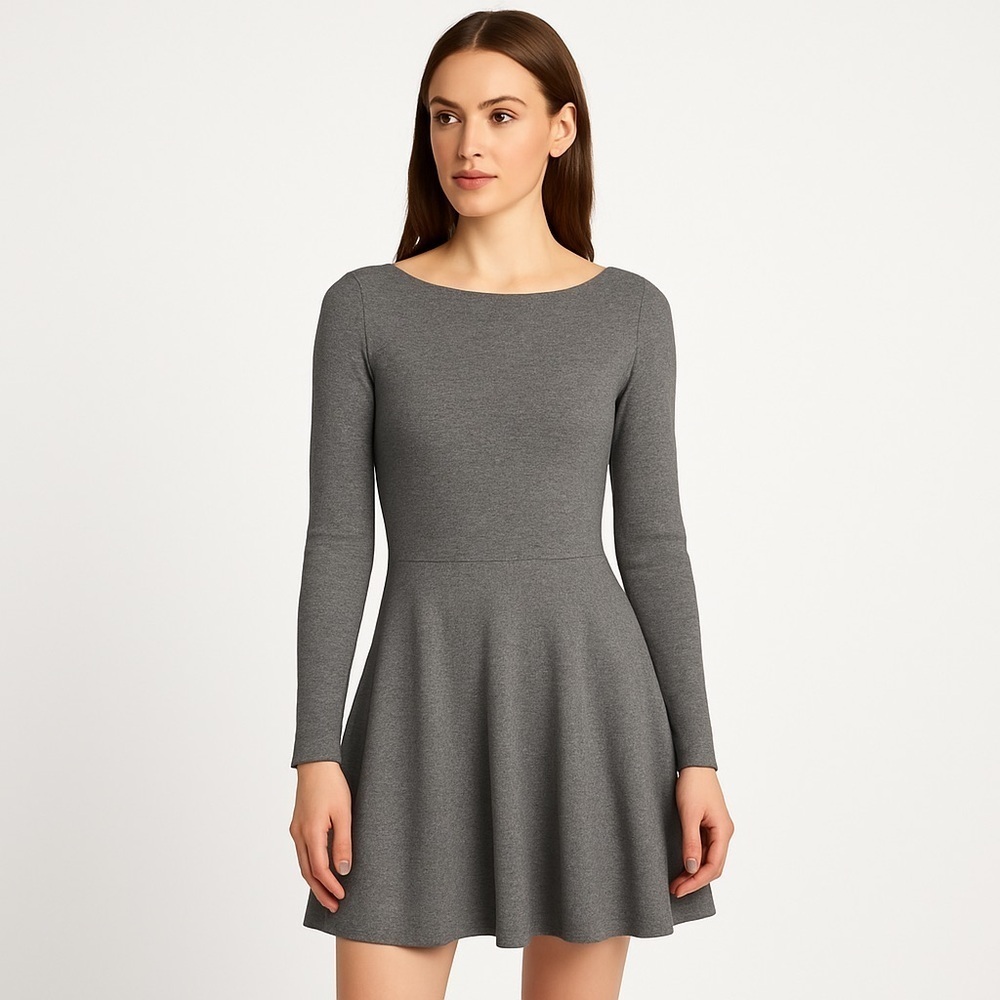 Alice + Olivia Charcoal Long Sleeve Knit Dress Size 4
